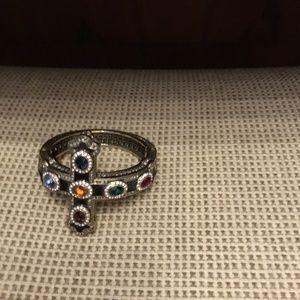 Heidi Daus Crystal and Enamel Cross Bracelet